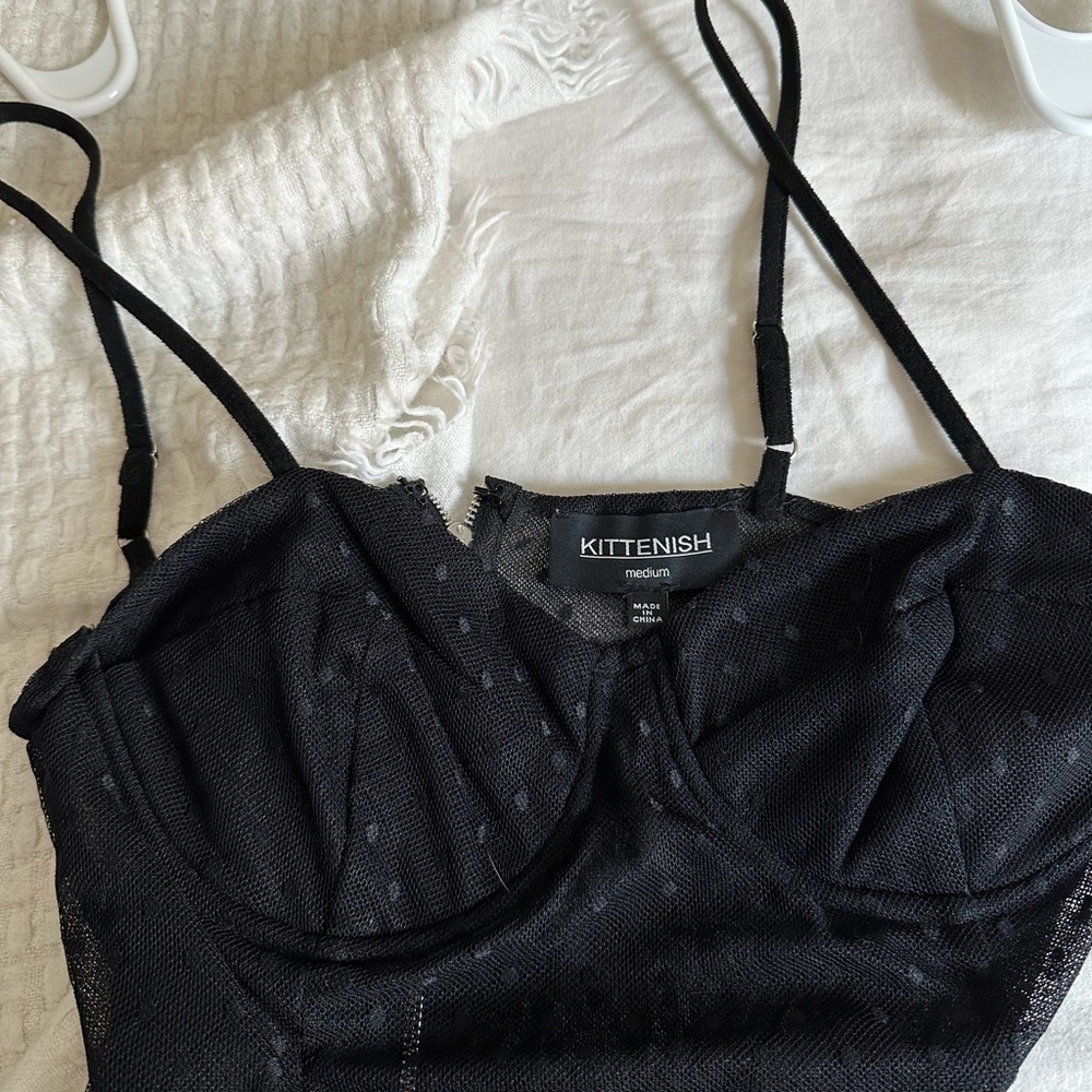 Kittenish corset sheer bodysuit size medium